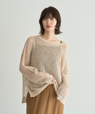 YECCA VECCA スラブメッシュルーズニット Ivory