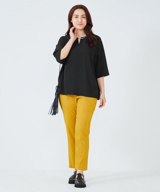 23区 L 【Lサイズ限定】ハイストレッチツイル ブラウス ブラック系