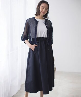 組曲 【WEB限定】コンビネーションワンピース オフ×ネイビー系