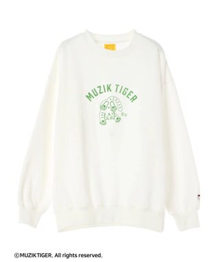 Green Parks ムジークタイガー／裏起毛プリントプルオーバー White
