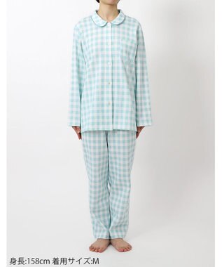 Wing パジャマ 長袖 長ズボン 綿混(本体) あったか レディース EP6017 ウイング／ワコール サックス