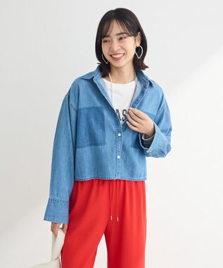 Green Parks ショート丈デニムシャツ Light Indigo