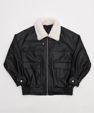 WEGO 2WAYファー襟PUジャケット ブラック