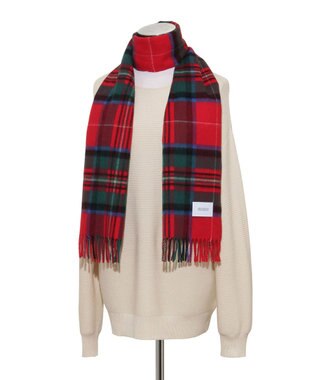 MOONBAT MACKINTOSH PHILOSOPHY(マッキントッシュ フィロソフィー）カシミヤ100％ クラシカルチェックマフラー レッド