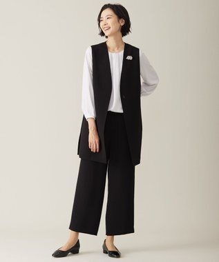 J.PRESS LADIES L 【WEB限定カラーあり・洗える】セラテリーダブルクロス セミワイド パンツ ブラック系