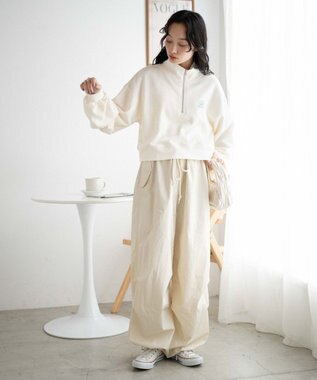 WEGO ハーフジップショートスウェット オフホワイト