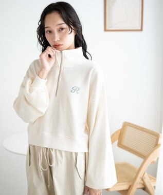 WEGO ハーフジップショートスウェット オフホワイト