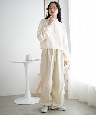 WEGO ハーフジップショートスウェット オフホワイト