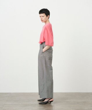 ATON WOOL LINEN SHARKSKIN | ワイドパンツ GRAY