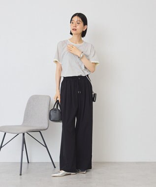 AMERICAN HOLIC 配色レイヤード風シアーＴシャツ Light Gray