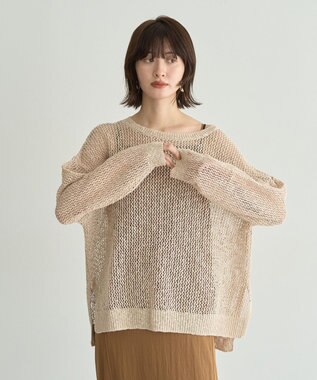 YECCA VECCA スラブメッシュルーズニット Ivory