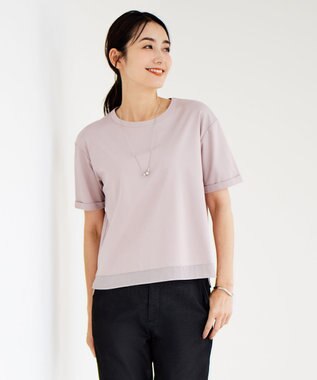 J.PRESS LADIES L 【接触冷感】コットンスムース カフス袖 カットソー ピンク系