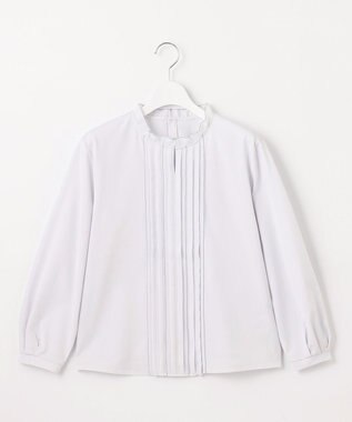 J.PRESS LADIES S 【吸水速乾】プレーティングジャージー フリル襟 カットソー ライトグレー系