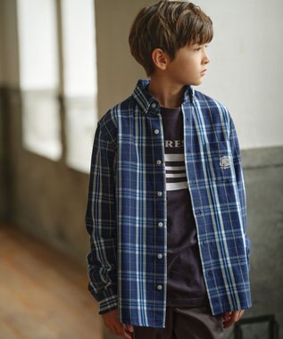 J.PRESS KIDS 【110-130cm】ストライプ＆チェック シャツ ネイビー系チェック