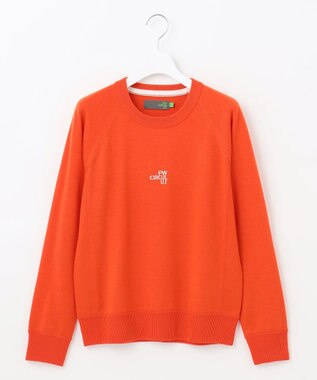 PW CIRCULUS 【WOMEN】【洗える】ロゴ ラグランスリーブ クルーネック ニット オレンジ系
