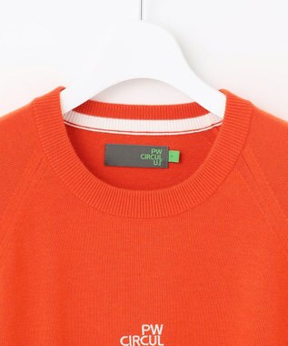 PW CIRCULUS 【WOMEN】【洗える】ロゴ ラグランスリーブ クルーネック ニット オレンジ系