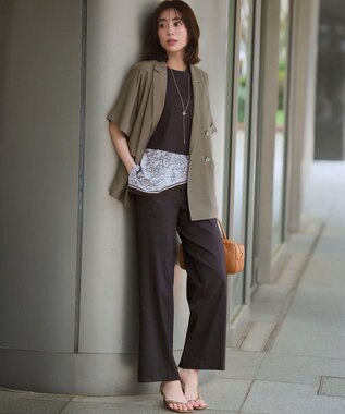23区 L 【見上愛さん着用】シアータンブラー ハーフスリーブ ダブルジャケット ブラウン系
