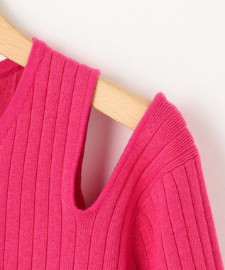 組曲 L 【組曲×setsuko sagittaire】カッティングニット トップス ビビットピンク系