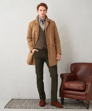 JOSEPH ABBOUD 【キルトレスダウン】ナチュラルダイスウェード ダウンコート キャメル系