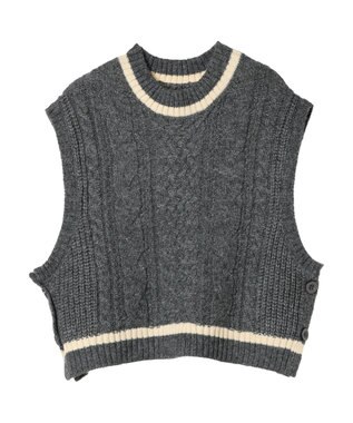 CRAFT STANDARD BOUTIQUE ２ＷＡＹケーブルニットベスト Gray