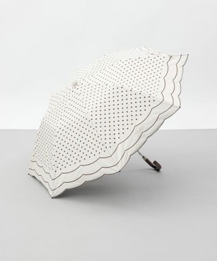 AURORA 【 NINA RICCI（ニナリッチ）】水玉プリント＆ビックスカラップ刺しゅう（折りたたみ傘）