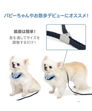 PET PARADISE ペットパラダイス リード付き首輪 《シャツ》 小型犬 ネイビー×ブルー