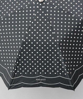 AURORA 【 NINA RICCI（ニナリッチ）】水玉プリント＆ビックスカラップ刺しゅう（折りたたみ傘） ブラック