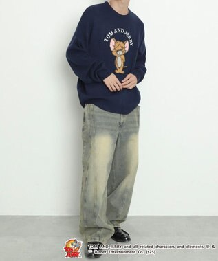 WEGO JERRY　シャギージャガードニット ネイビー