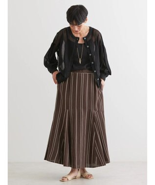 AMERICAN HOLIC リネンブレンドストライプマーメードスカート Stripe Brown
