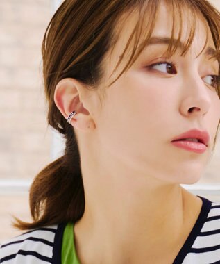 Tiaclasse 配色ラインイヤーカフ シルバー×ブラック