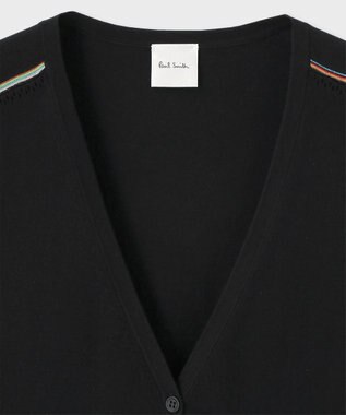 Paul Smith 【洗える】Signature Stripe アイレット カーディガン ブラック