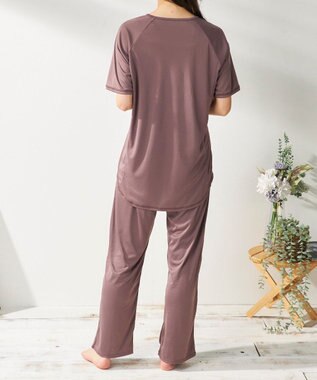 OP／FILA 【FILA】犬や猫の毛がつきにくいルームウェア上下セット/半袖 ダークパープル