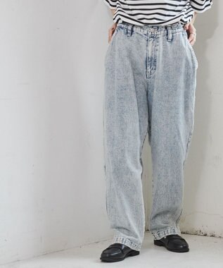 WEGO ケミカルバギーパンツ デニム淡加工色