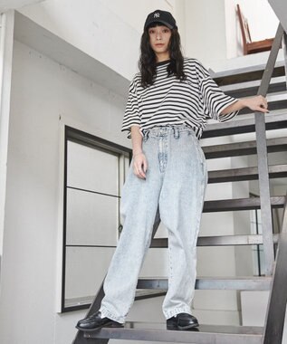 WEGO ケミカルバギーパンツ デニム淡加工色