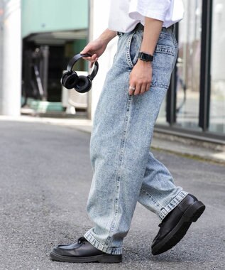 WEGO ケミカルバギーパンツ デニム淡加工色