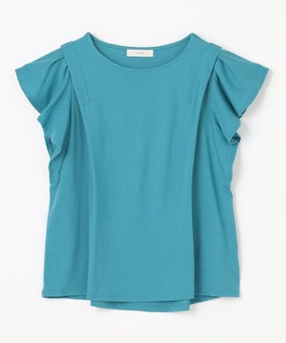 ANY 【接触冷感/UVケア/シワになりにくい】フレアスリーブ Tブラウス ターコイズ