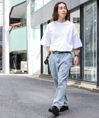 WEGO ケミカルバギーパンツ デニム淡加工色