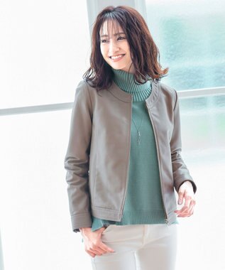 Tiaclasse L 【洗える】もっちり柔らかいリブタートルプルオーバーニット ミント