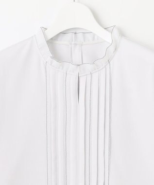 J.PRESS LADIES S 【吸水速乾】プレーティングジャージー フリル襟 カットソー ライトグレー系