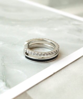 Tiaclasse 配色ラインイヤーカフ シルバー×ブラック