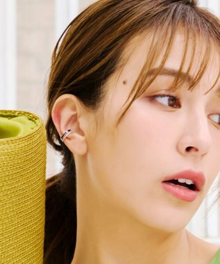 Tiaclasse 配色ラインイヤーカフ シルバー×ブラック