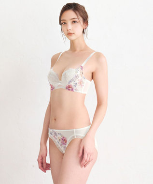 WACOAL ブラジャー 【リボンブラ 脇すっきり】 脇高設計 着やせシルエット 動いても谷間キープ Gカップまで対応 大きいサイズ レディース BXB443 /ワコール アイボリー