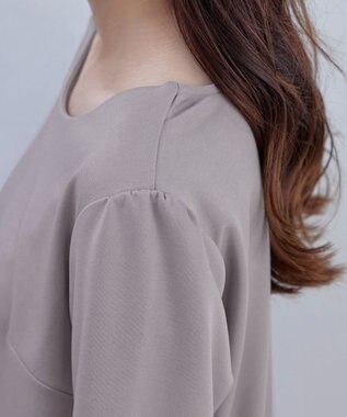 Tiaclasse 【洗える】リボン袖ポンチトップス グレージュ
