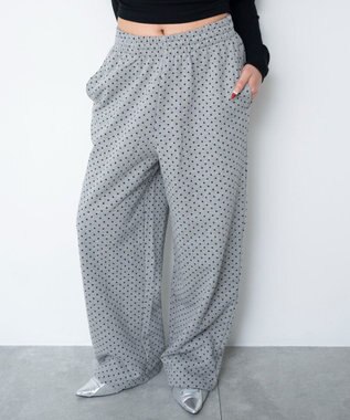 WEGO 【ウエストゴム/XSSMサイズ展開】スウェットワイドパンツ 柄2