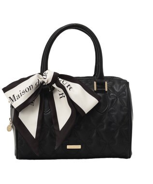 Maison de FLEUR スカーフ付きリボンキルティング2Wayボストン Black