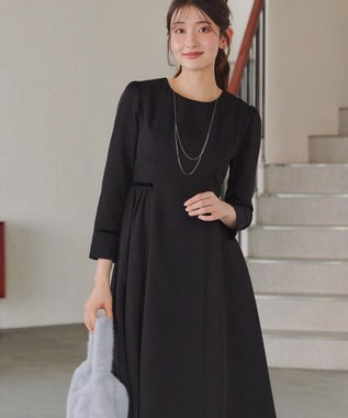 Tiaclasse 【安田美沙子さん着用・新色追加・洗える】ベロアラインフレアワンピース ブラック