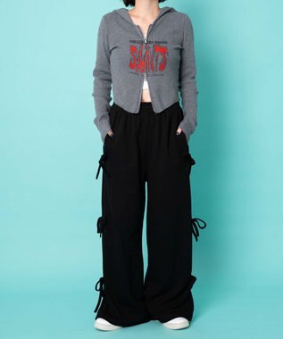 WEGO サイドリボンスウェットパンツ ブラック