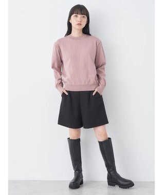 earth music&ecology バックボタンクルーネックニットプルオーバー Pink