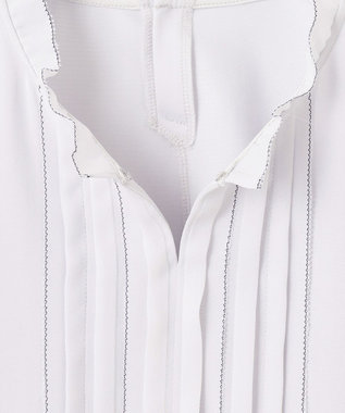 J.PRESS LADIES S 【吸水速乾】プレーティングジャージー フリル襟 カットソー ライトグレー系