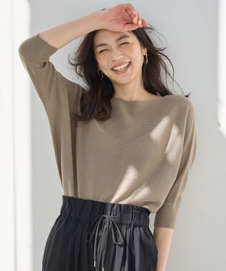 ANY L 【洗濯機可/アンチピリング/UVケア】アクリルガーターニット モカ